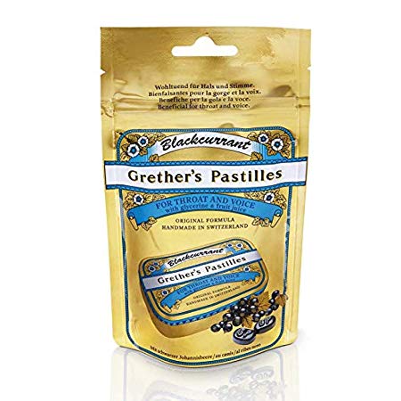 Grether's Pastilles for Throat and Voice, Blackcurrant, Regular, 100 g / 3.4 oz