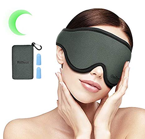 Sleep Eye Mask for Women Men, GoZheec Light Blocking Sleeping Mask with Ear Plug Travel Pouch, Soft and Comfy Blindfold for Travel/Sleeping/Shift Work