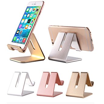Cell Phone Desk Stand Holder - ToBeoneer Aluminum Desktop Solid Portable Universal Desk Stand for All Mobile Smart Phone Tablet Display Huawei iPhone 7 6 Plus 5 Ipad 2 3 4 Ipad Mini Samsung (Silver)