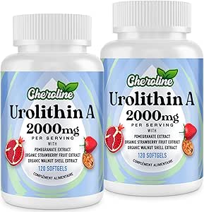 Urolithin A Supplement 2000mg - 120 Softgels 60-Day Supply - Enhanced with Pomegranate, Strawberry, and Walnut Extracts - for Mitochondria, Energy, Antioxidants & Cellular (240 Count (Pack of 2))