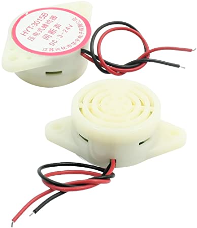 uxcell 2pcs HYT-3015B DC 3-24V 80dB Intermittent Sound Piezoelectric Buzzer