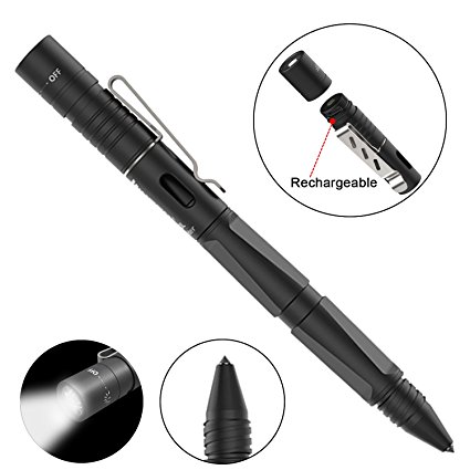 WUBEN Tactical Penlight,Waterproof IPX8,Pen Portable,Rechargeable Torch (for Outdoor Self-defense and Business Office Equipment) with Bright 130 Lumens CREE XPE2-LED,10180 Battery Included