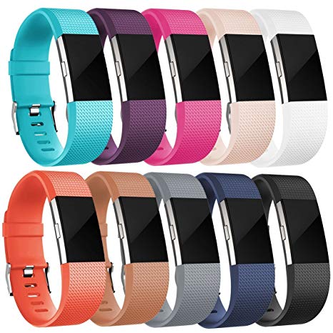 HUMENN For Fitbit Charge 2 Strap, Charge 2 Bands Adjustable Replacement Sport Accessory Wristband for Fitbit Charge2 Small Large, 15 Colours