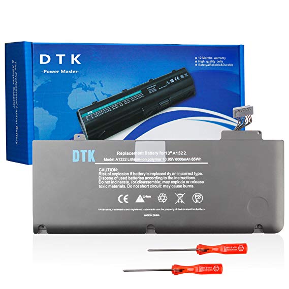 Dtk New Laptop Battery for Apple A1322 A1278 (2009 2010 2011 Version) Unibody Macbook Pro 13'', Fits Mb990/a Mb990ll/a Mb990j/a two Free Screwdrivers