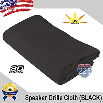 Black Stereo Speaker Grill Cloth Fabric 36" x 66" (1 linear yard) - UV Treated Strech Material 3D US Grille Cloth