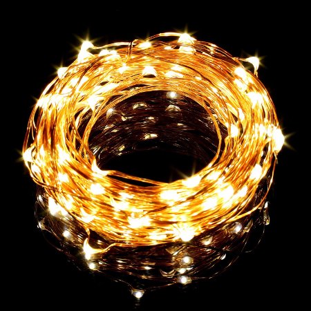 LE ® 33ft LED String Lights, 100 LEDs Waterproof Copper Wire Lights, Flexible Fairy Lights, Warm White, Indoor and Outdoor Starry String Lights for Garden, Patio, Wedding, Tree, Party, Christmas