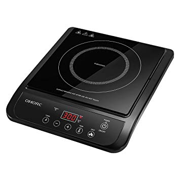 OMORC Induction Cooktop, 1800W Portable Electric Induction Cooker Countertop Burner with 10 Power Levels, 10 Temperature Levels, 150min Timer Setting, Safe Operation, Auto Pan-Detection, Induction Range Top