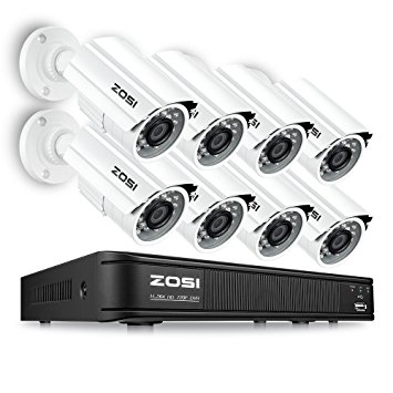 ZOSI 8CH 720P AHD Security CCTV System,720P AHD DVR   8 Packs Weatherproof Long Night Vision 1280TVL Security Cameras System,Playback,Rmote Access,Alarm(No Hard Disk Included)