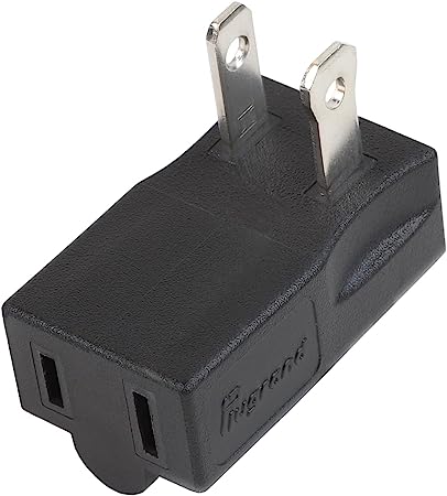 Polarized 2-Prong L Type Adapter, Vertical Right Angled Down Angle AC Adapter, NEMA 1-15P USA Outlet Saver Extension Adapter 15A 125V Molded