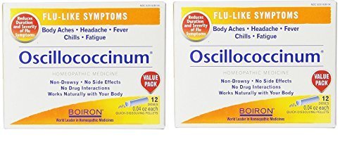 Boiron Oscillococcinum for Flu-like Symptoms Pellets, 12 Count (2 Pack)