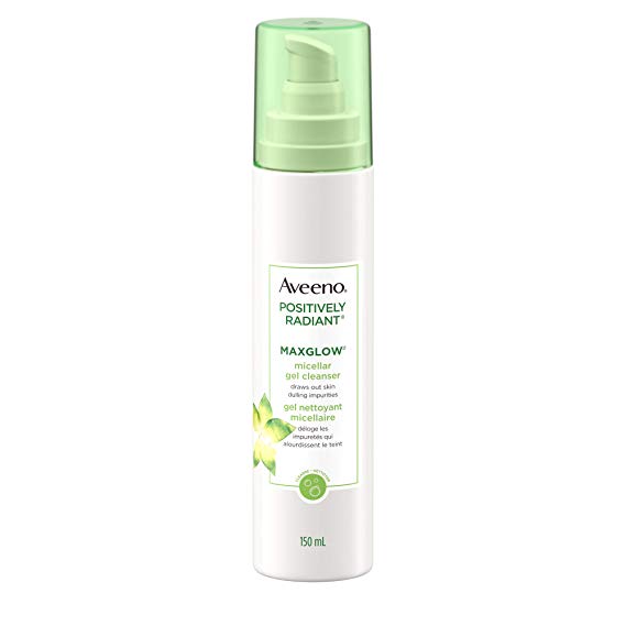 Aveeno MaxGlow Micellar Gel Cleanser Face Wash with Kiwi, Makeup Removing, Paraben Free, 150 mL