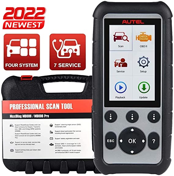 Autel MaxiDiag MD806 OBD2 Scanner, 2022 Newest Auto Scan Tool with ABS, SRS, Engine, Transmission Diagnostics, Oil Reset, EPB, SAS, DPF, BMS, Throttle, A/F, Lifetime Free Updates