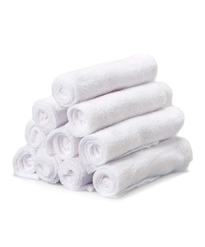 Spasilk Washcloths, White, 0-36 Months, 10-Count