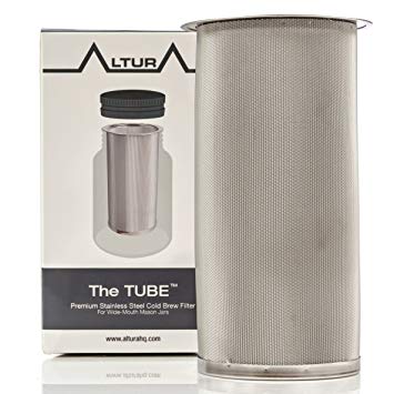 The TUBE: Cold Brew Coffee Maker and Tea Infuser Kit. Premium Stainless Steel Mesh Filter Designed for Wide Mouth Ball Mason Jar FREE Brewer Guide and Recipe eBook (The TUBE)