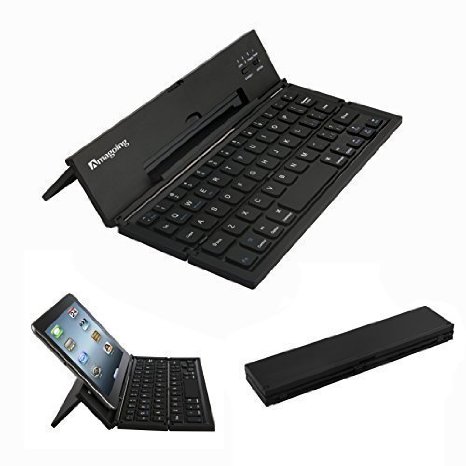 Amagoing Universal Portable Foldable Wireless Bluetooth Keyboard with Kickstand for IOS Andriod Windows Smartphone Tablet Black
