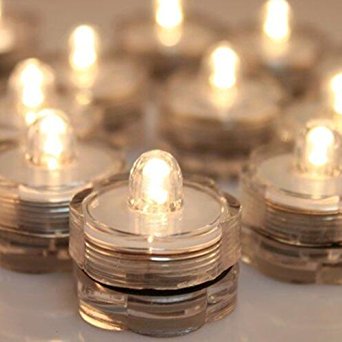 IMAGE 12x LED Waterproof Submersible Tealights Flameless Tealight Battery-operated Sub Lights for Wedding Christmas Thanksgiving Party Events Home Decor Floral Warm White