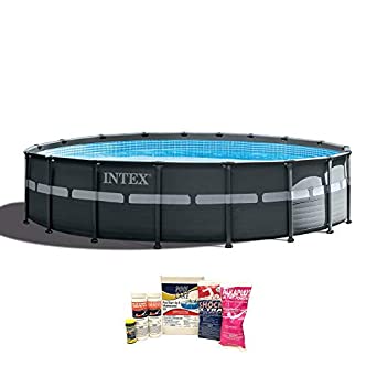 Intex 26329EH 18ft x 52in Ultra XTR Round Swimming Pool, 120V 1,600 GPH Sand Filter Pump, Ladder, and QLC-42003 Cleaning Kit