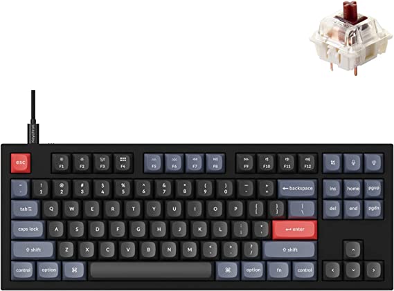 Keychron Q3 QMK/VIA Wired Custom Mechanical Keyboard, Full Aluminum Tenkeyless Layout, Programmable Macro with Hot-swappable Gateron G Pro Brown Switch, Compatible with Mac Windows Linux (Black)