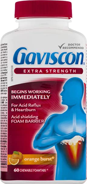 Gaviscon Extra Strength Orange Burst 60 Chewable Foamtabs