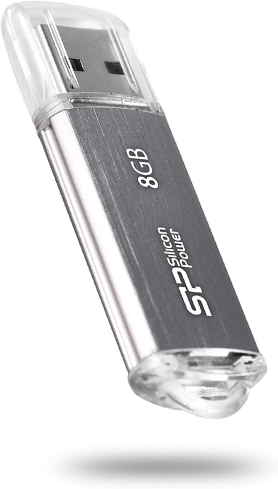 SP Silicon Power シリコンパワー USBメモリ 8GB USB3.0 Gen1 (USB3.2 / USB3.1) アルミボディ フラッシュドライブ シルバー SP-UFD8GBSL3