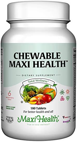 Maxi Health Chewable Multivitamins & Minerals - Natural Cherry Flavor - 180 Chewies - Kosher