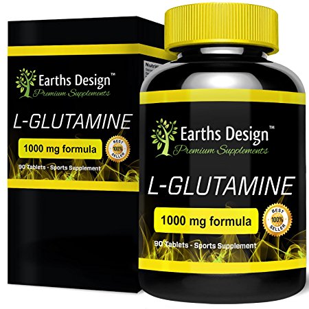 L Glutamine - 1000mg Glutamine - L-Glutamine Amino Acid - Suitable for Vegetarians- 90 Tablets (3 Month Supply) by Earths Design