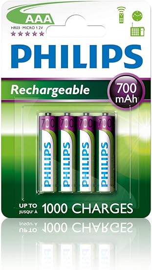 Philips Rechargeable Battery AAA - 700mAh (4 Batteries)