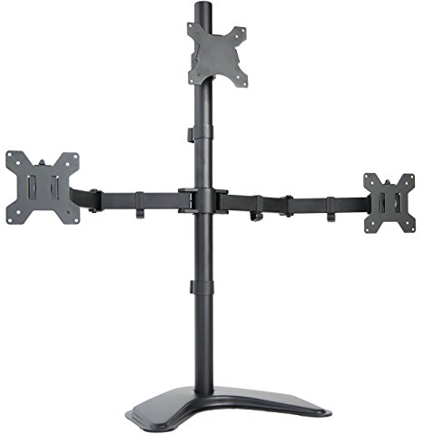 VIVO Triple LCD Monitor Stand, Desk Mount, Free Standing with Optional bolt-through mount, Heavy Duty & Fully Adjustable fits 3 Screens up to 27" (STAND-V003E)