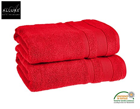 Luxury Supersoft Egyptian Cotton Towels by Allure Bath Fashions 2 x Absorbent and Quick Dry Hand Towels Set 50 x 85cm 500gsm in Red (2x Hand Towel)