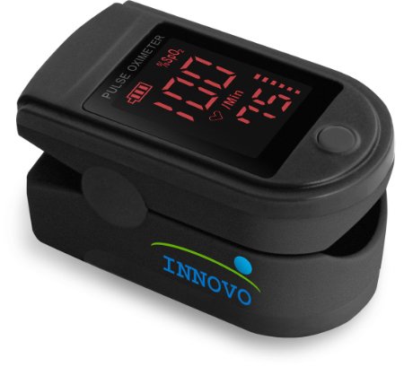 Innovo INV-430J Fingertip Pulse Oximeter Oximetry Blood Oxygen Saturation Monitor with silicon cover batteries and lanyard FDA approved