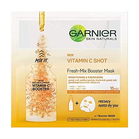 Garnier Skin Naturals, Fresh Mix Vitamin C, Face Serum Sheet Mask (Orange), 33 g