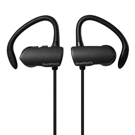 SoundPEATS Q9A Bluetooth 41 Wireless Sport Headphones Sweatproof Stereo Earbuds Headset In-ear Secure Fit Running Gym Exercise Earphones with aptX built-in Mic for iPhone 6S 6S Plus Samsung Android Smartphones Black