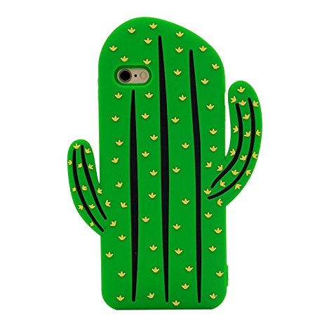 iPhone 6S Case, MC Fashion Cute 3D Vivid Cactus Prickly Pear Plant Soft and Protective Silicone Rubber Phone Case for Apple iPhone 6/6S (Cactus)