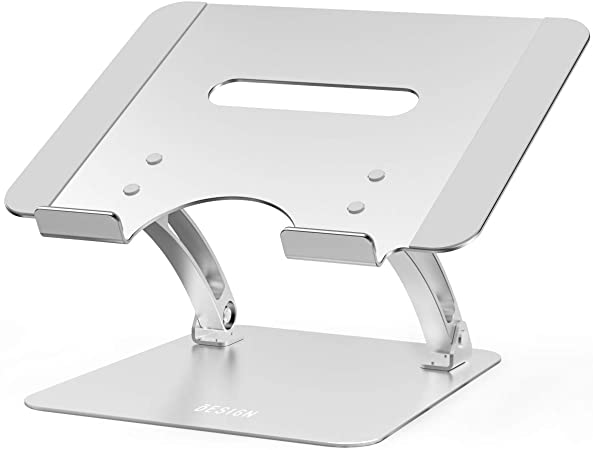 Besign LSX1 Aluminum Laptop Holder, Ergonomic Adjustable Notebook Stand, Riser Holder Computer Stand Compatible with MacBook Air Pro, Dell, HP, Lenovo More 10-15.6" Laptops, Silver