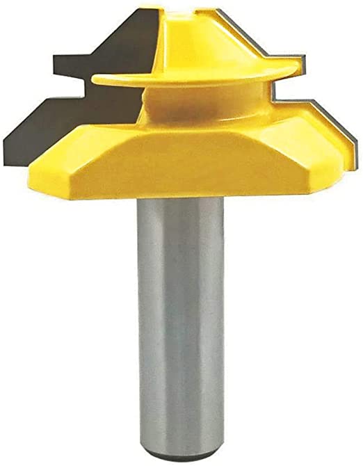 Eyech 1/2 Inch Shank 45 Degree Lock Miter Router Bit Joint Router Bits Woodworking Cutter Tool -3/4 Inch Stock 2 Inch Cutting Diameter