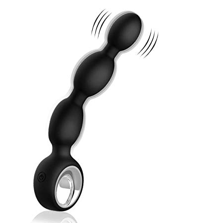 Male Vibrating Prostate Massager Anal Butt Plug with Graduated Beads,Anal Vibrator Prostate Stimulator Rechargeable Waterproof 12 Vibration Modes Bullet Anus Sex Toys for Men Women