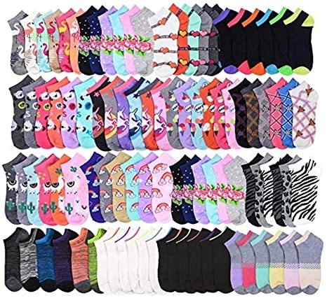 Women's Socks - Ankle Cut, Low Cut, No Show, Footie, Casual Girls in 60 Colorful Patterns