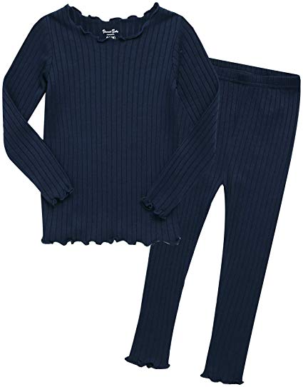 Vaenait baby 12M-7T Baby Kids Girls Boys Unisex Soft Comfy Modal Tencel Shirring Sleepwear Pajamas 2pcs Set