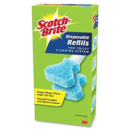 Scotch-Brite Disposable Toilet Scrubber Refill, 3 inch, Blue, 10/Pack