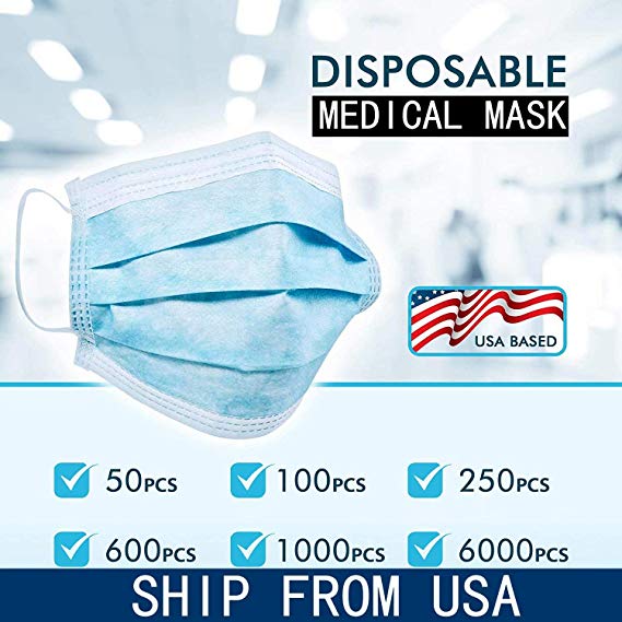 50 PCS Masks for dust protection Disposable Face Masks 3-Ply Breathable & Comfortable Filter Safety Mask
