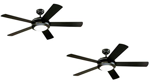 Westinghouse Comet 52-Inch Matte Black Indoor Ceiling Fan, Light Kit with Frosted Glass (Black 2 Pack)