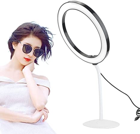10-inch Selfie Ring Light, Brightness Adjustable 3 Lighting Mode Tripod Stand & Cell Phone Holder for Live Stream, YouTube Video, Makeup Studio Shooting (White)