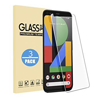 Halnziye for Google Pixel 4 Screen Protector - [3 Pack] [Max Coverage] Pixel 4 Clear Tempered Glass Screen Protector Film, Case Friendly/Bubble Free Protector Cover