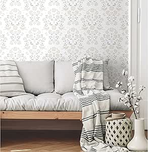 RoomMates RMK12149RL Rose Lindo Beige and Gray Woodland Peel and Stick Wallpaper,Beige/Gray