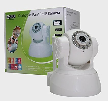 GERMAN BRAND! INSTAR IN-3011 (white) controlable Pan Tilt WLAN IP Camera with 2-way Audio function and max. 15 preset Positions, build in motor, Microphone / Speaker and Alarm IO In/Output. For MAC / Windows / Linux / Android and IPhone!