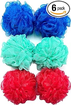 Amazon Basics Bath and Shower Loofah, Multicolor, Pack of 6