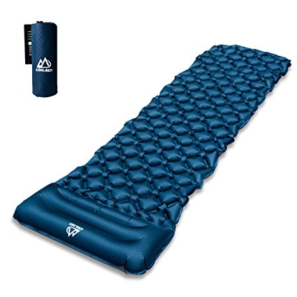 KOOLSEN Ultralight Sleeping Pad - Ultra-Compact for Backpacking, Camping, Travel w/Super Comfortable Air-Support Cells Design with integrated pillow