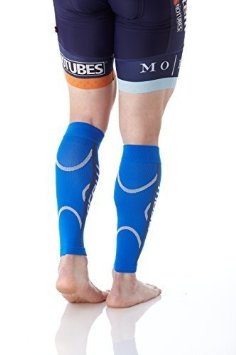 Mojo Graduated Compression Calf Sleeve for Men and Women's - Helps Shin Splints, Best Leg Sleeves for Running (Medium, Blue)