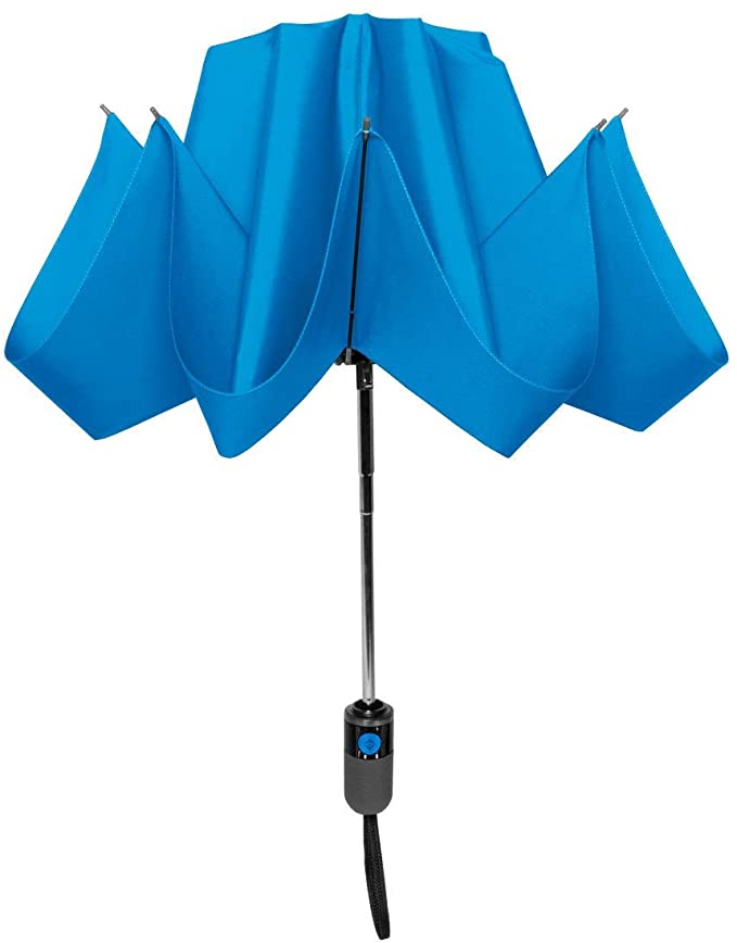 ShedRain UnbelievaBrella Reverse Compact Umbrella:Ocean Blue