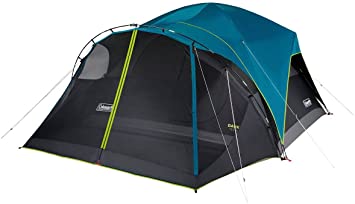 Coleman 8-Person Carlsbad Dark Room Dome Camping Tent with Screen Room, 2 Rooms, Blue